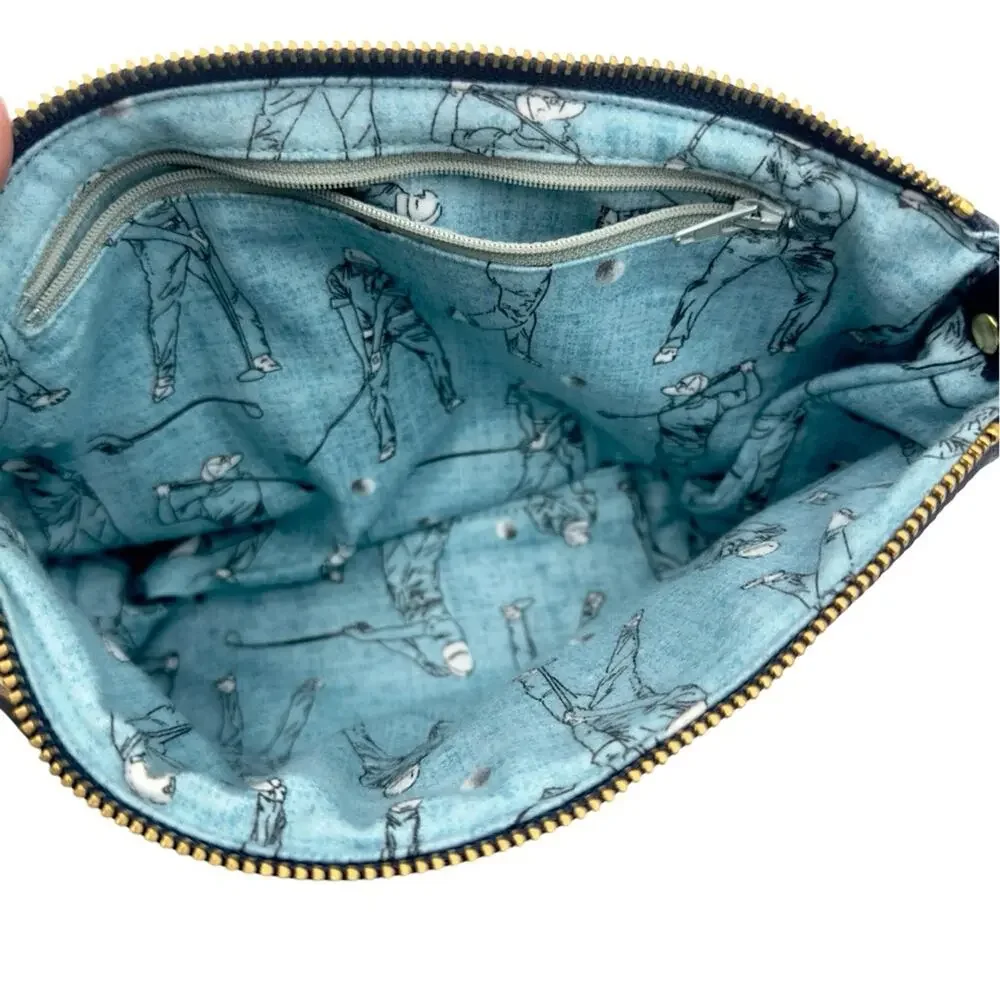 J'ALLEN LEIGH handcrafted 100% leather blue pouch UNISEX